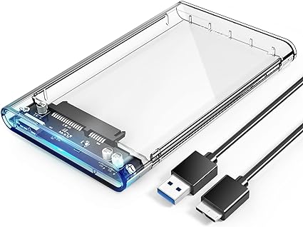 CAJA DE DISCO DURO EXTERNO TRANSPARENTE DE 2.5 PULGADAS USB 3.0 A SATA III