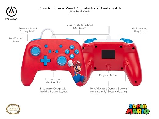 CONTROL DE CABLE NINTENDO SWITCH MARIO WOO-HOO!
