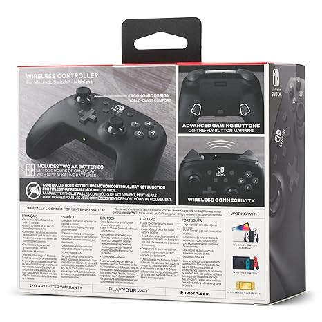 CONTROL INALAMBRICO NINTENDO SWITCH POWERA NEGRO BATERIA AA