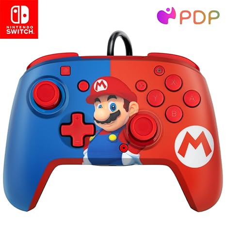 CONTROL DE CABLE NINTENDO MARIO PDP ROJO Y AZUL