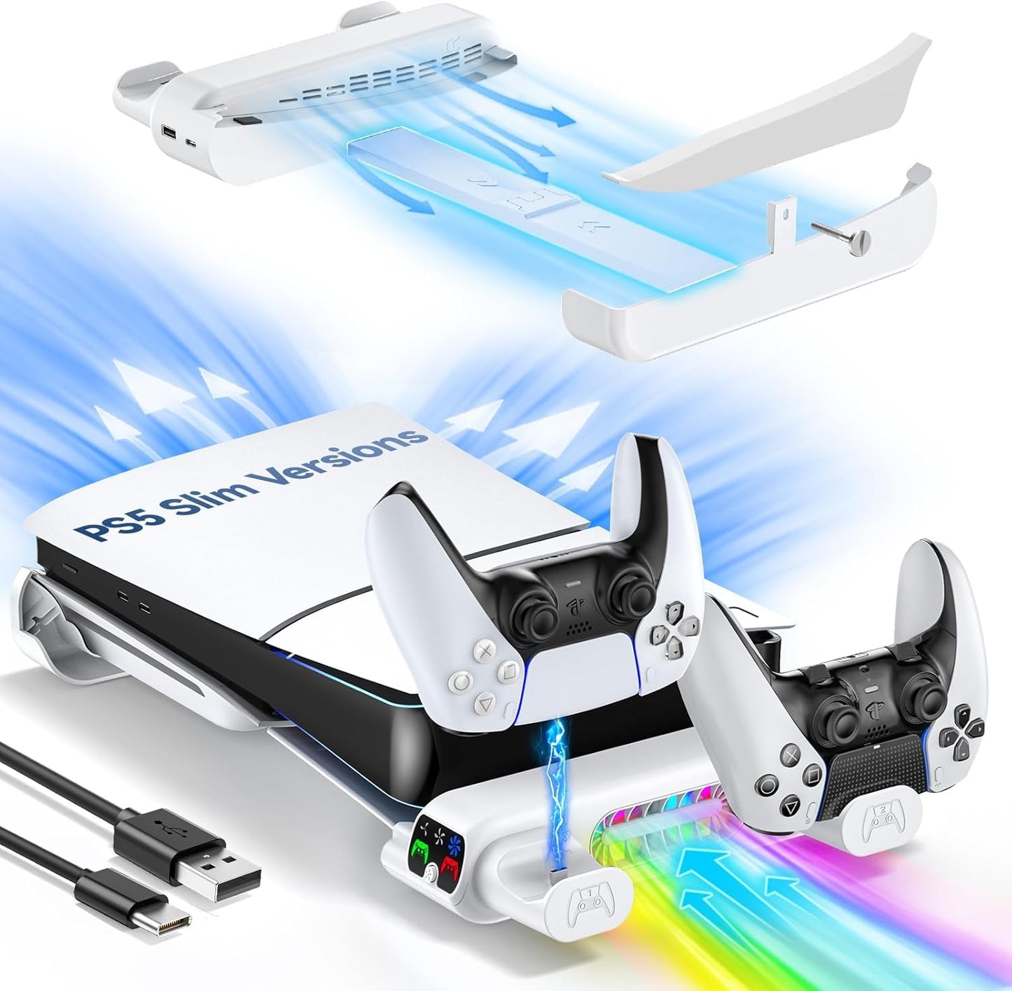 PLAYSTATION 5:ACCSESORIOS PS5:BASE HORIZONTAL - VENTILADOR Y LED